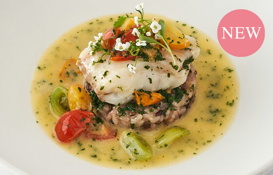 神戸港本日入荷の鮮魚、彩りトマト、 フランス産発酵バターのデュグレレソース